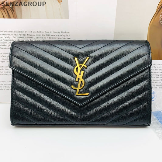 Saint Laurent Mini Envelope Chain Shoulder Crossbody Bag Black Gold