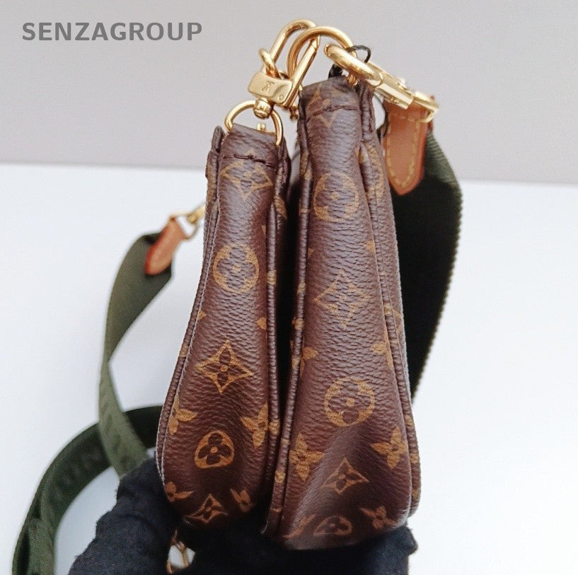 Louis Vuitton Monogram Chain Shoulder Bag Brown Gold Used Women Classic