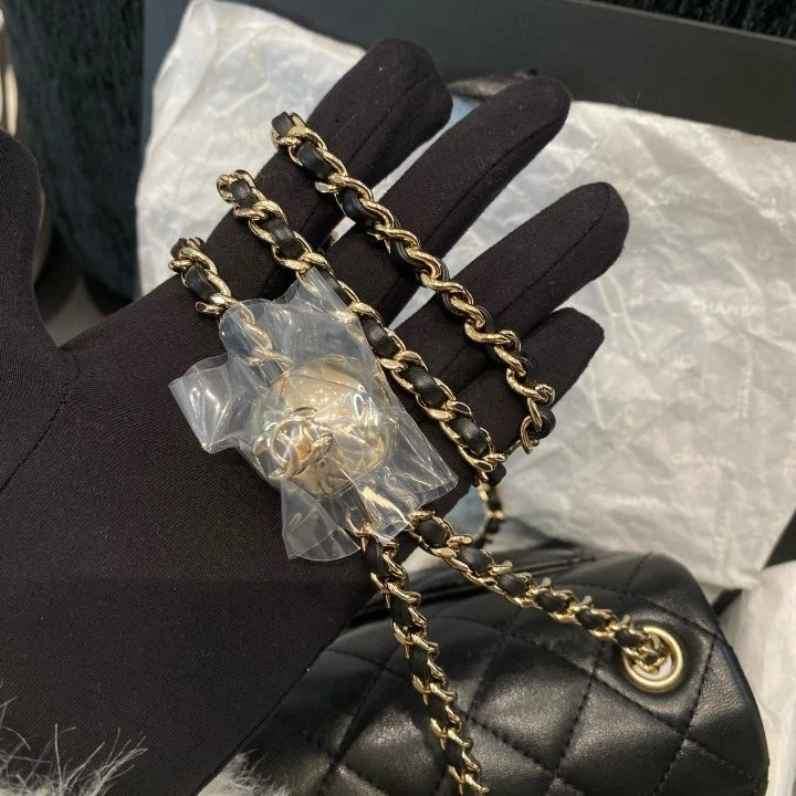 Chanel Classic Flap Lambskin Chain Shoulder Bag Crossbody Diamond Women D