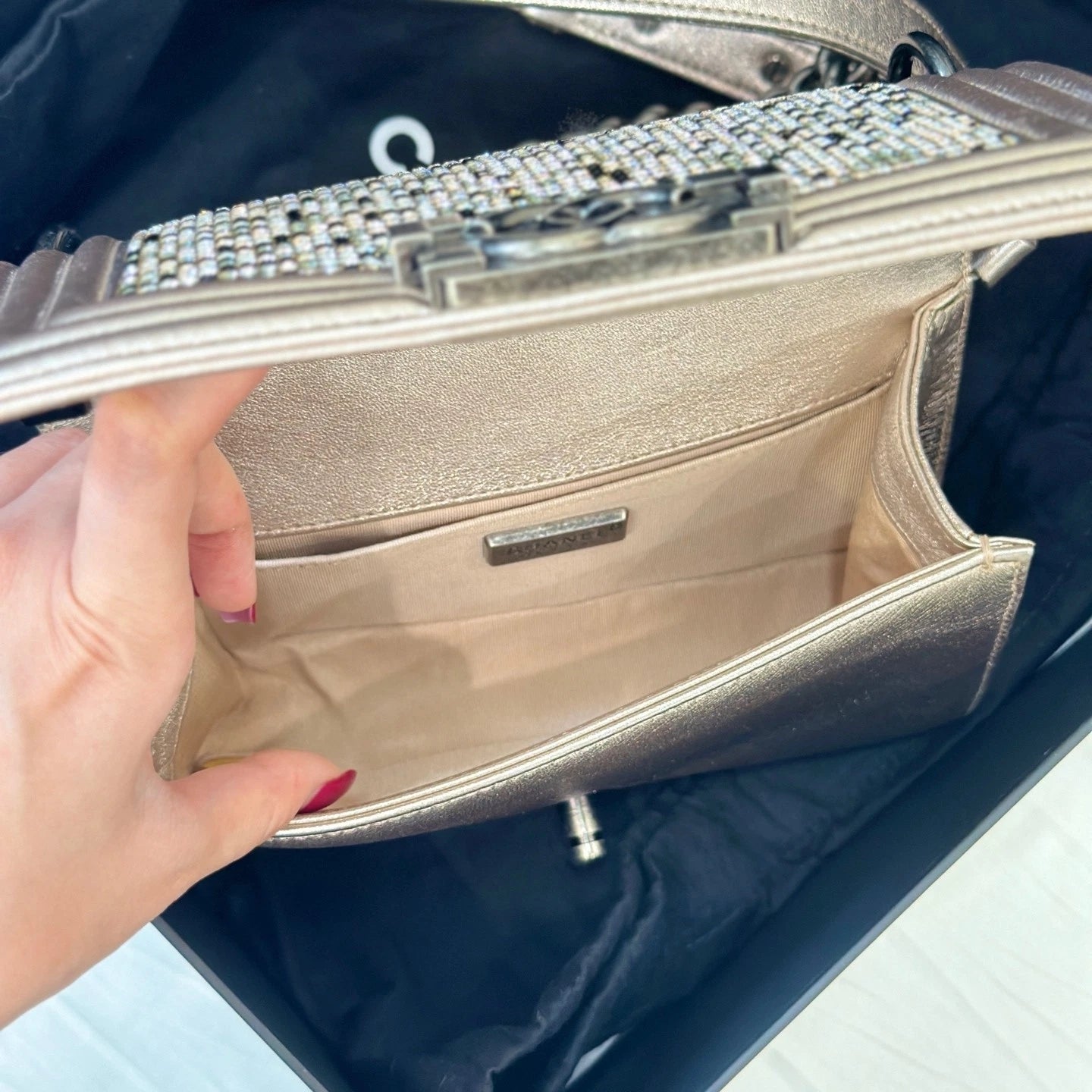 Chanel Full Diamond Calfskin LeBoy Small Shoulder Bag For Women