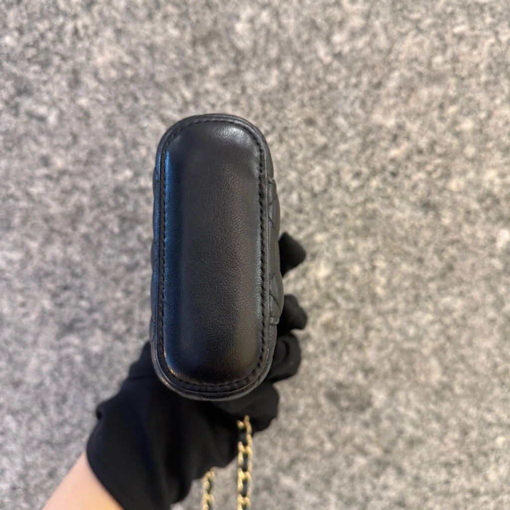 CHANEL Black Gold Lambskin Mini Box Chain Shoulder Crossbody Women