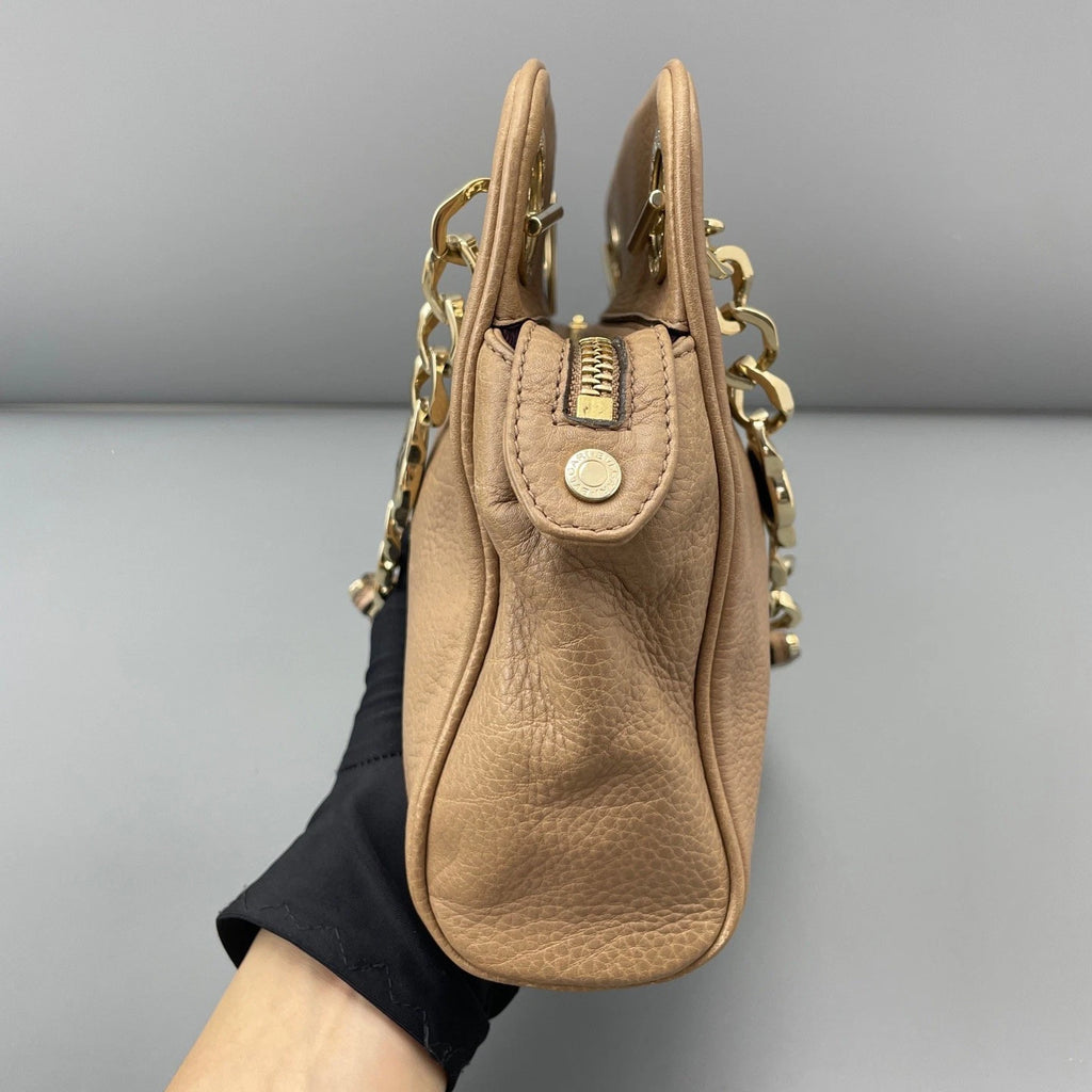 Bvlgari Coin Chain Bag Top Handle Crossbody Bag BROWN Gold Women