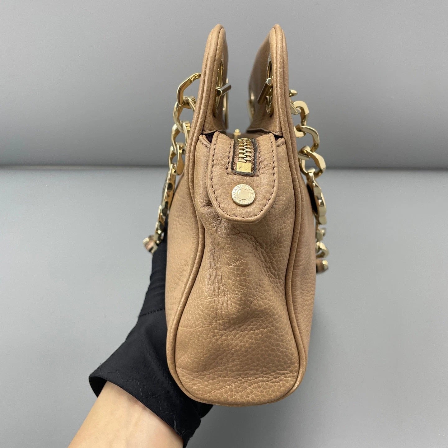 Bvlgari Coin Chain Bag Top Handle Crossbody Bag BROWN Gold Women