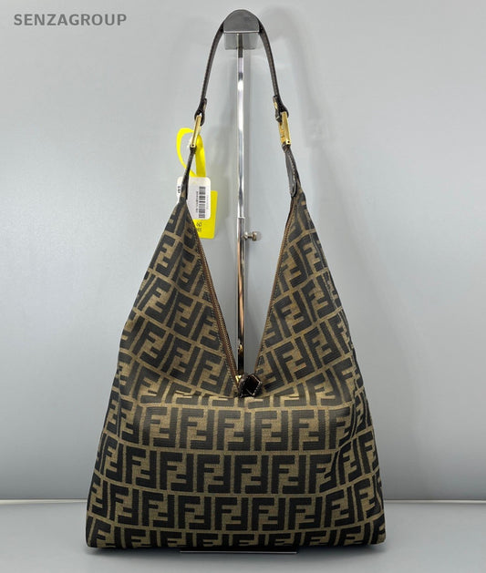 Fendi Zucca FF Monogram Shoulder Bag Brown Gold Used Women Classic