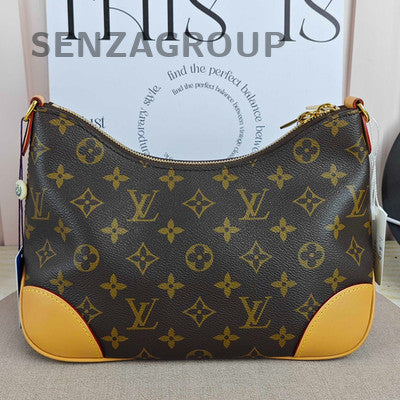 Louis Vuitton Boulogne Monogram Chain Shoulder Crossbody Bag Gold Brown
