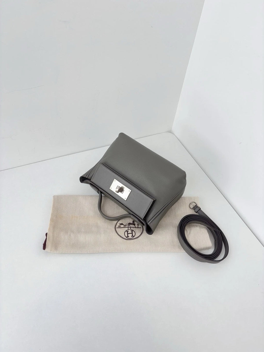 Hermès Mini Kelly II Sellier Ladies Top Handle Crossbody Bag Grey Women Classic