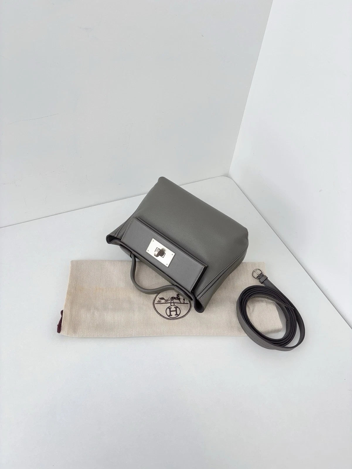 Hermès Mini Kelly II Sellier Ladies Top Handle Crossbody Bag Grey Women Classic