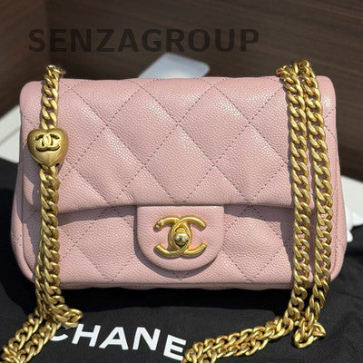 Chanel CF Pink Gold Hardware Calfskin Chain Shoulder Crossbody Bag