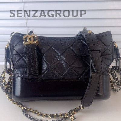 Chanel Gabrielle Hobo Small Black Gold Chain Shoulder Bag Quilted Classic