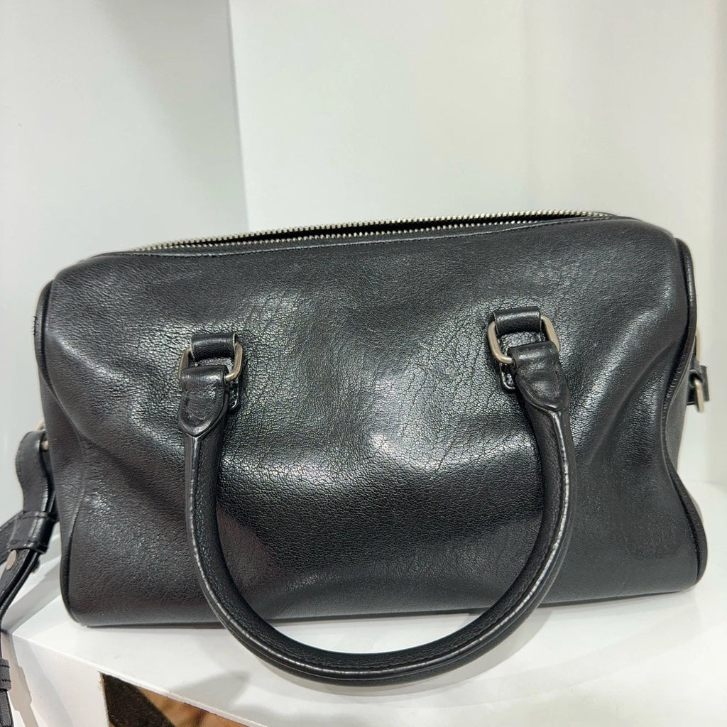 Saint Laurent Black Star Rivet Boston Soft Leather Bag For Women
