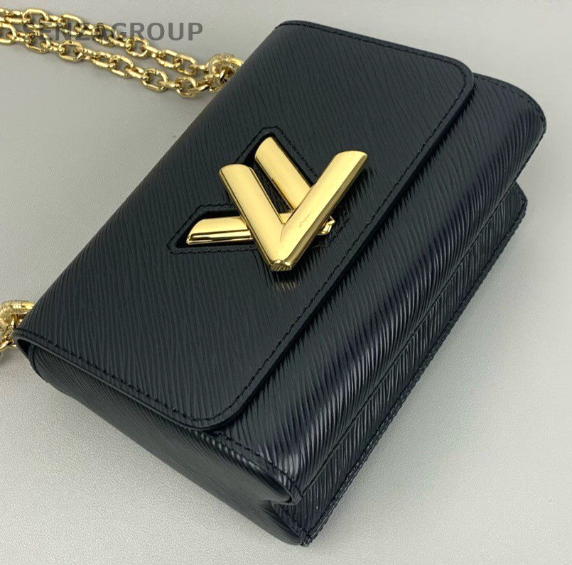Louis Vuitton Twist Epi Leather Chain Strap Shoulder bag Crossbody Black gold