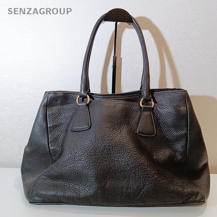 Prada Galleria Classic Black Gold Top Handle Shoulder Bag Used Women Designer