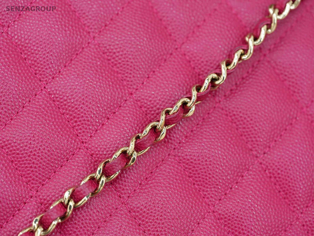 CHANEL Woc Diamond pattern Calfskin Chain Shoulder bag Women Peach Pink Gold