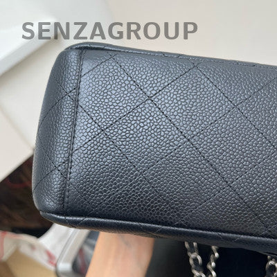 Chanel Classic Flap Black Silver GM Leather Chain Shoulder Bag