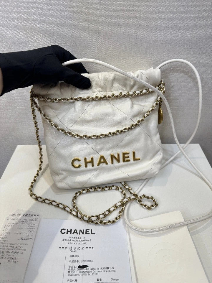 Chanel 22Bag Mini White Crossbody Handbag For Women