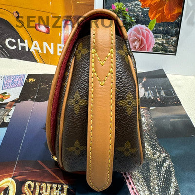 Louis Vuitton Monogram Saddle Crossbody Bag Brown Gold Hardware Classic Women