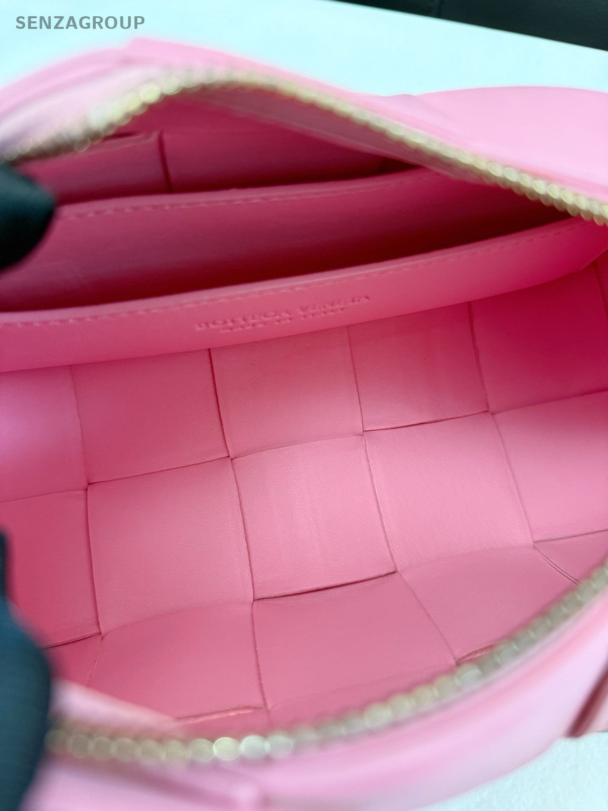 Bottega Veneta Brick Cassette PM Handbag Shoulder Bag Pink Gold Used Women