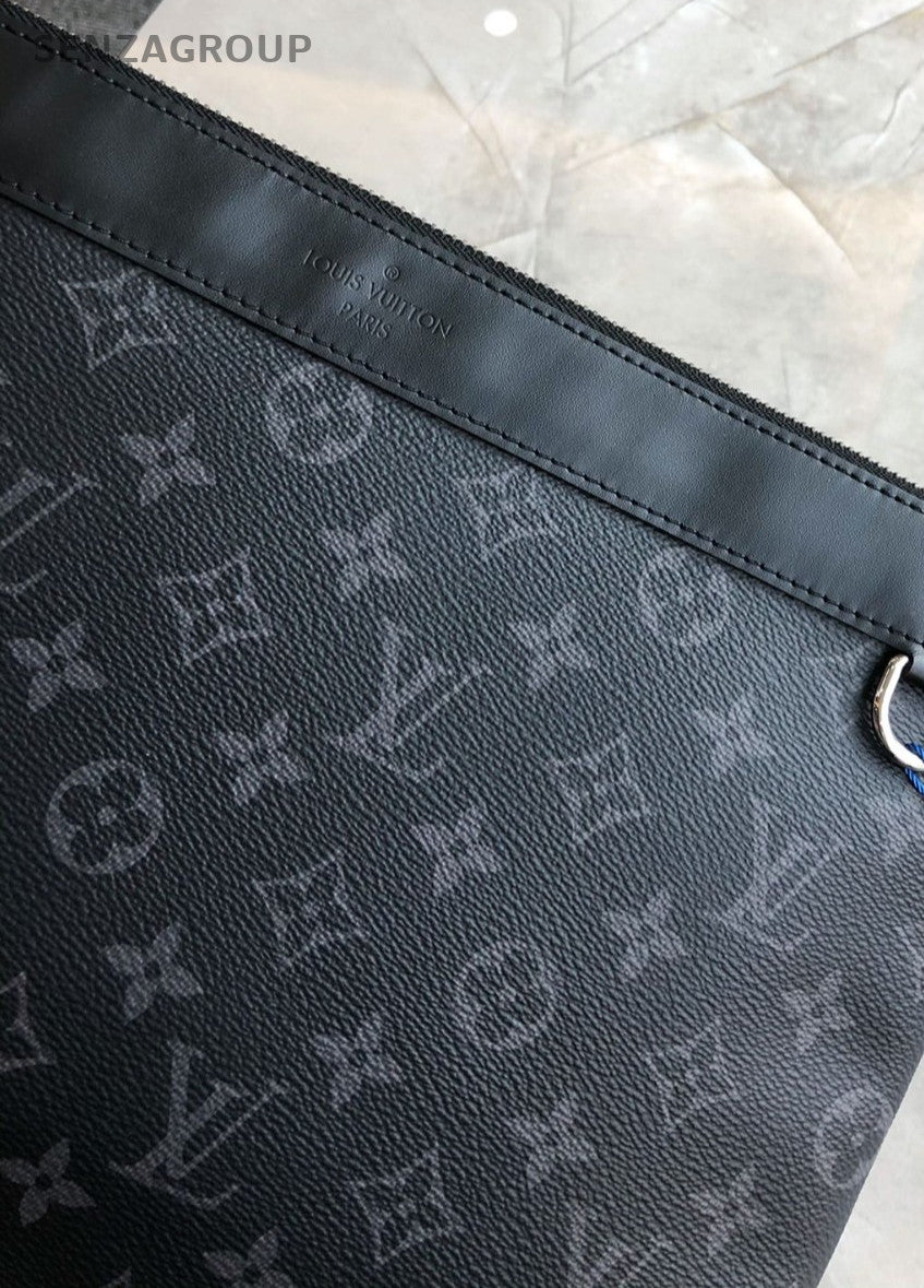 Louis Vuitton Black Monogram Clutch Handbag Black