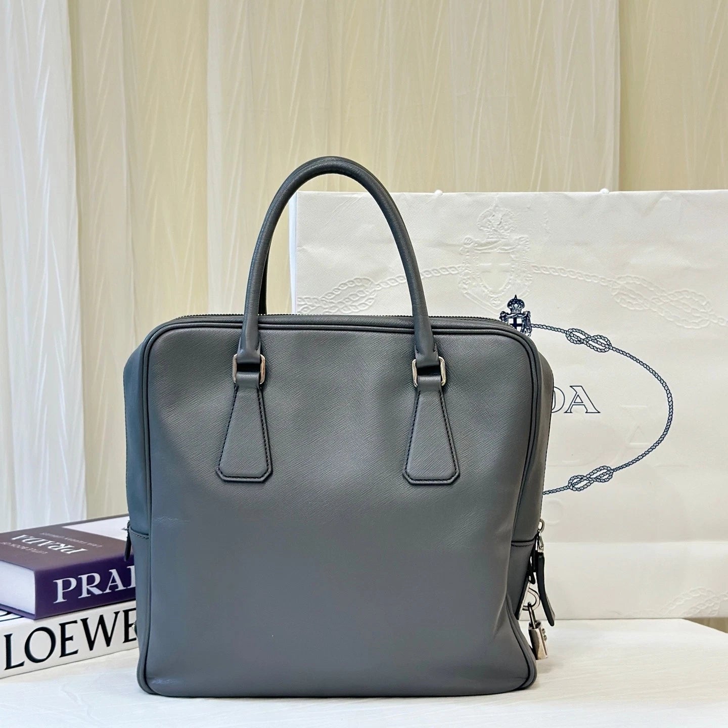 Prada Classic Leather Business Briefcase Handbag For Women