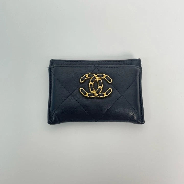 Chanel 19Bag Lambskin Black Gold Card Bag For Women