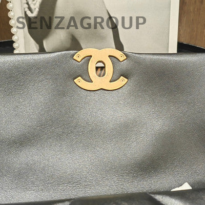 Chanel 19 Small Black Gold Quilted Chain Shoulder Bag Classic Women