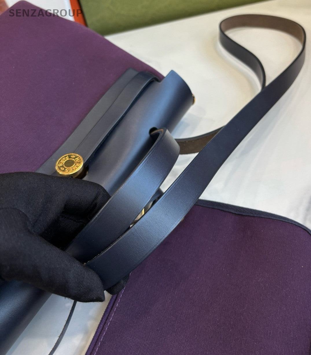 Hermes Herbag31 Purple Black  Top handle Shoulder bag