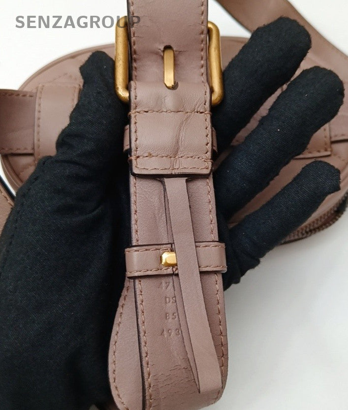 Gucci GG Logo Waist Bag Crossbody Brown Gold Used Women Classic Fashion