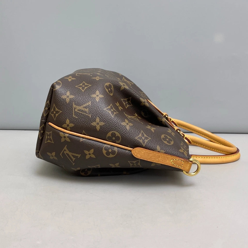 Authentic Louis Vuitton Turenne PM Monogram Top Handle Crossbody Bag Brown GHW