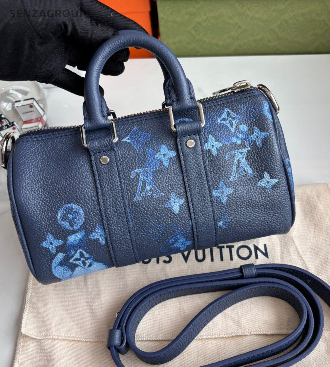 Louis Vuitton Navy Blue Keep All XS 2WAY Crossbody Handbag Almost brand NEW