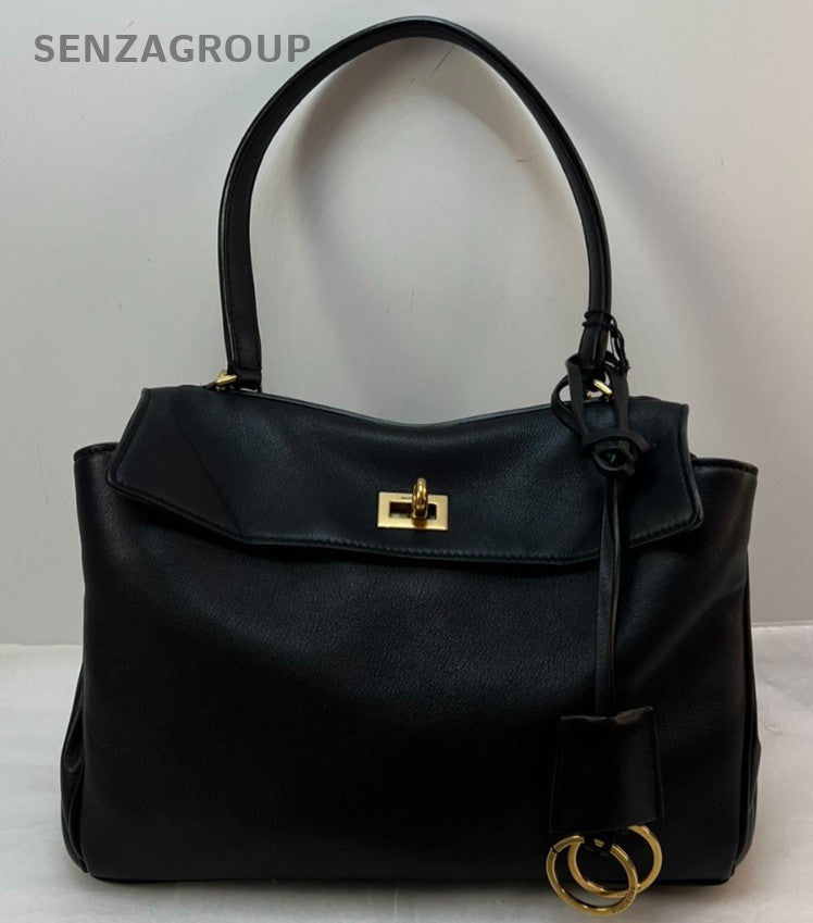 Balenciaga Rodeo PM Top Handle Shoulder Bag Crossbody Black Gold Women Classic