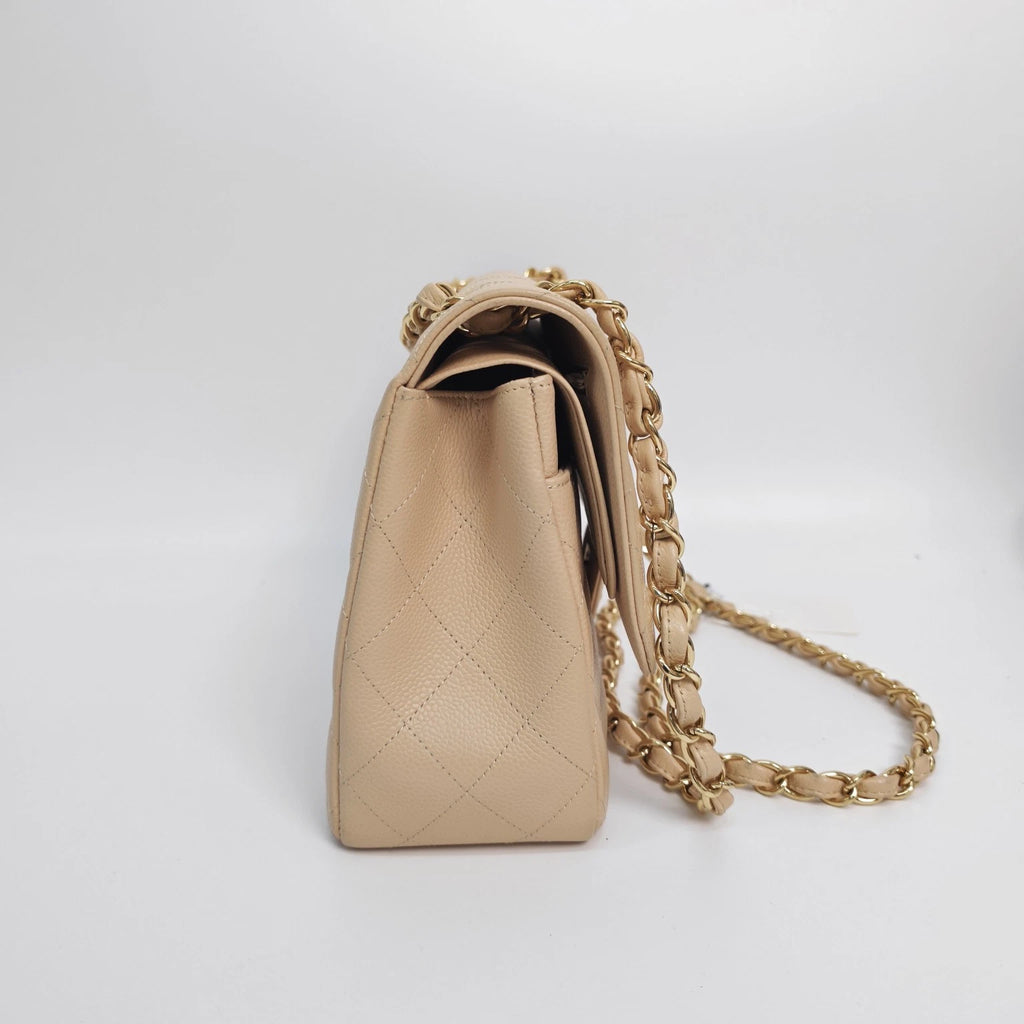 CHANEL Beige Leather CF Jumbo Shoulder Bag For Women