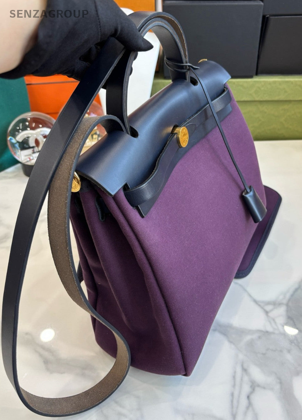 Hermes Herbag31 Purple Black  Top handle Shoulder bag