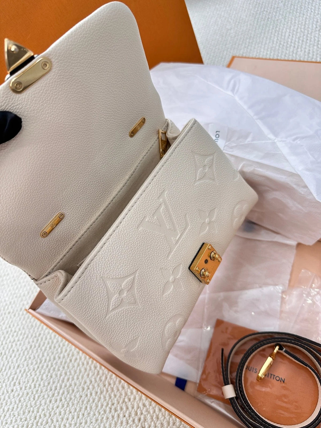 Louis Vuitton Madeleine Nano White Handbag Crossbody Bag Women
