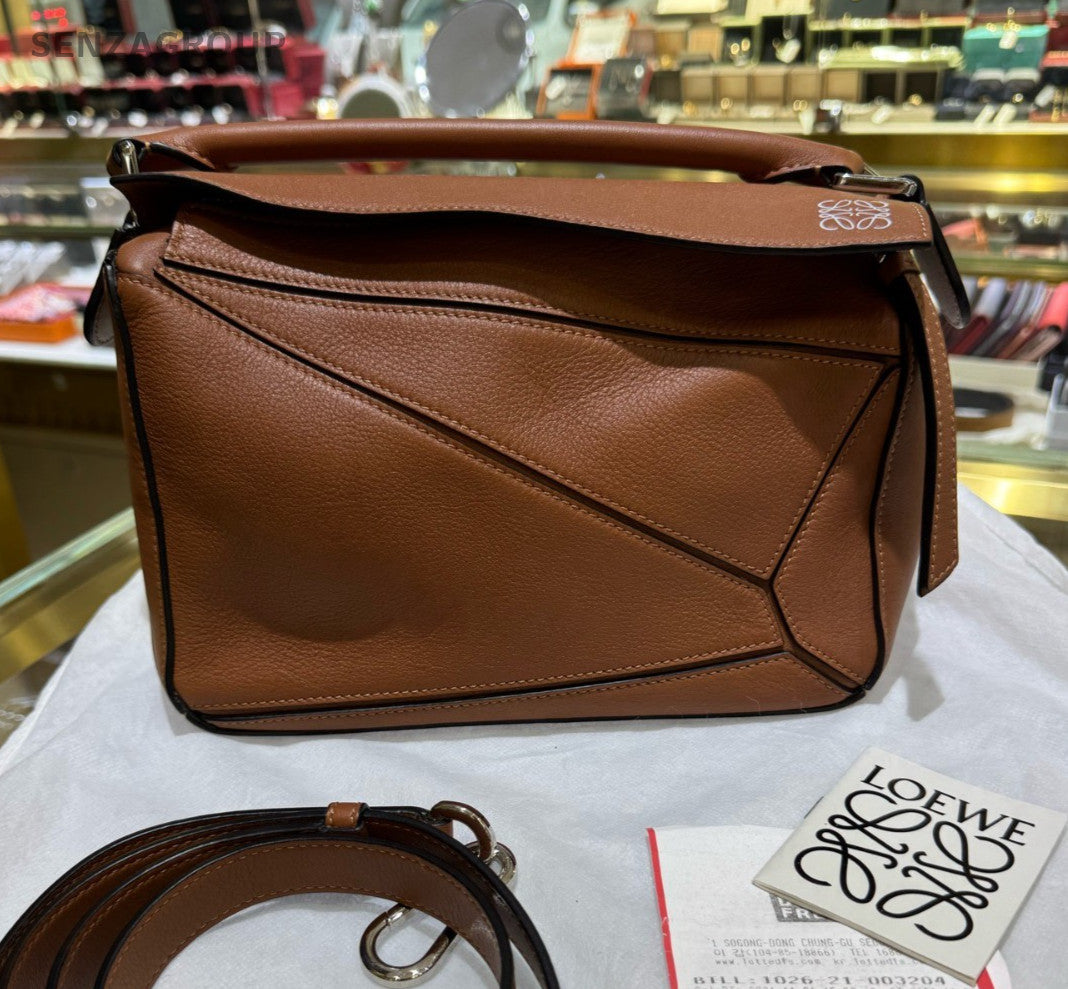 Loewe Puzzle PM Calfskin Top Handle 2way Shoulder Handbag Women Classic