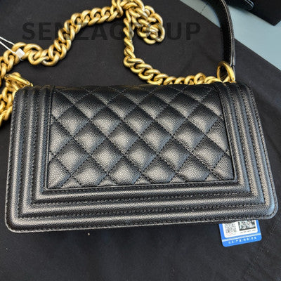 Chanel Le Boy Small Quilted Black Gold Chain Shoulder Crossbody Bag