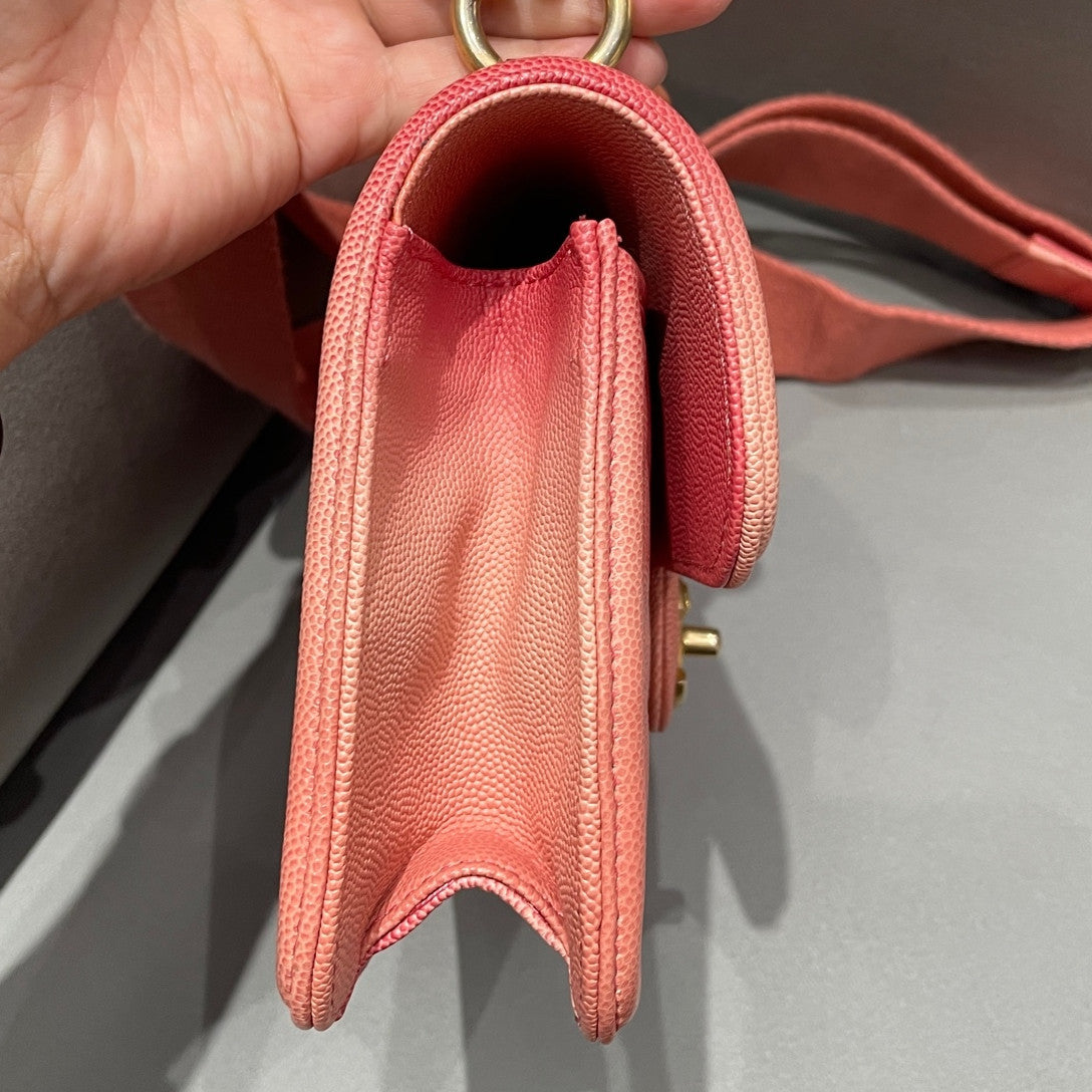 Chanel Classic Flap Bag Pink Gold Chain Shoulder Crossbody Quilted