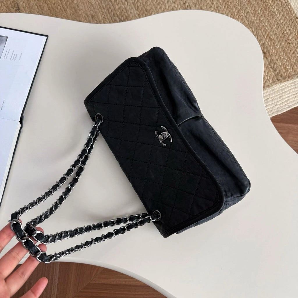 Chanel Airport Series Double Pocket Shoulder Bag Daily Crossbody Tote Black