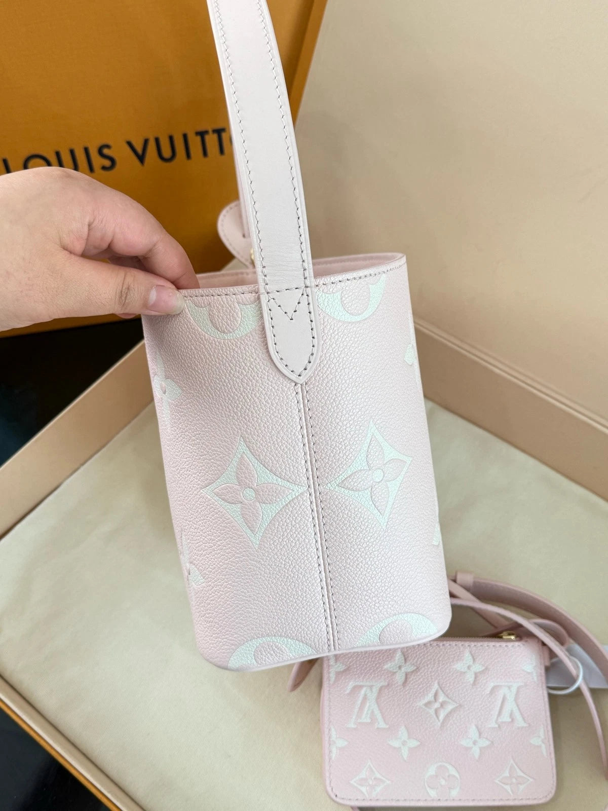 Louis Vuitton Allin BB Sakura Pink Full Leather Bag For Women