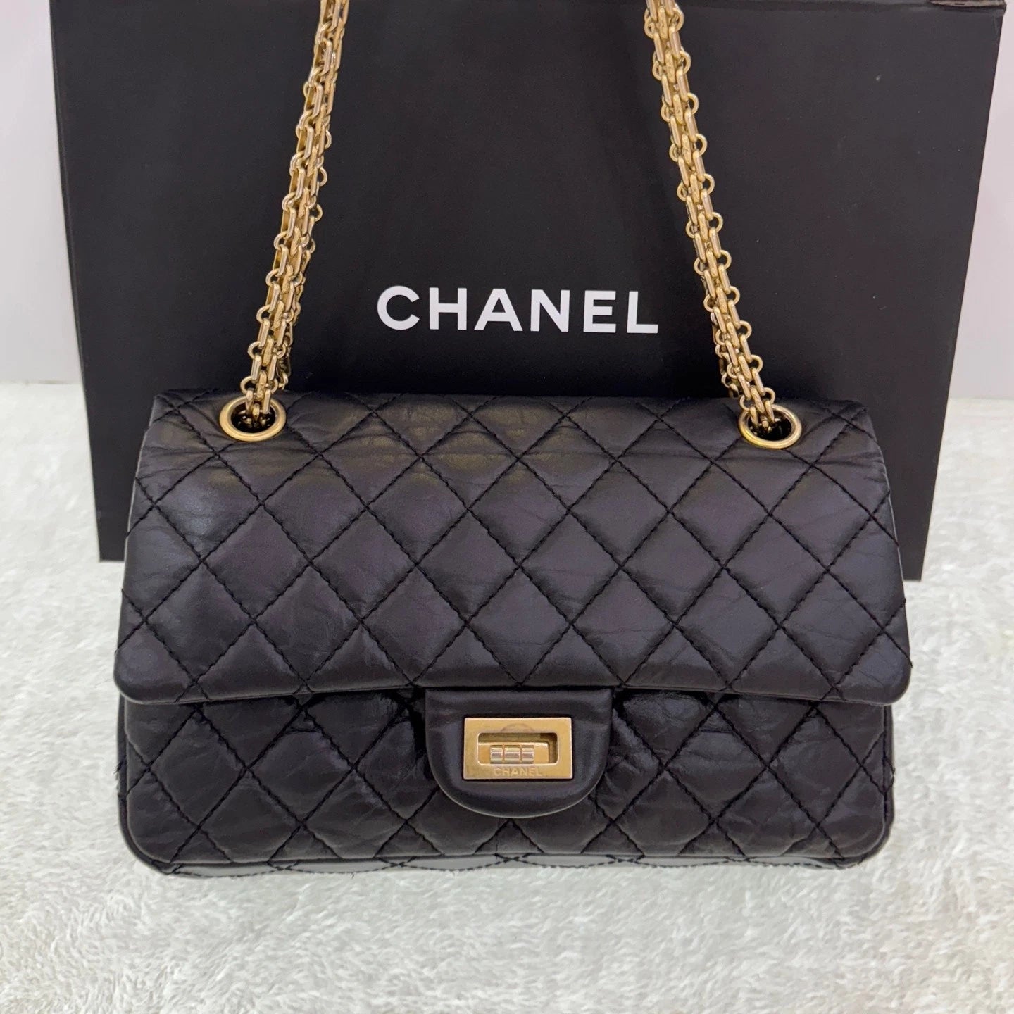 CHANEL 2.55 Black Gold Mini Shoulder Bag For Women