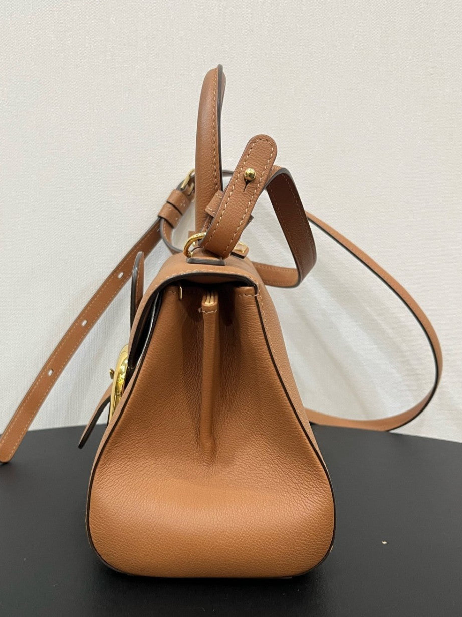 Delvaux brilliant mini caramel color Top Handle 2WAY Shoulder Handbag Women
