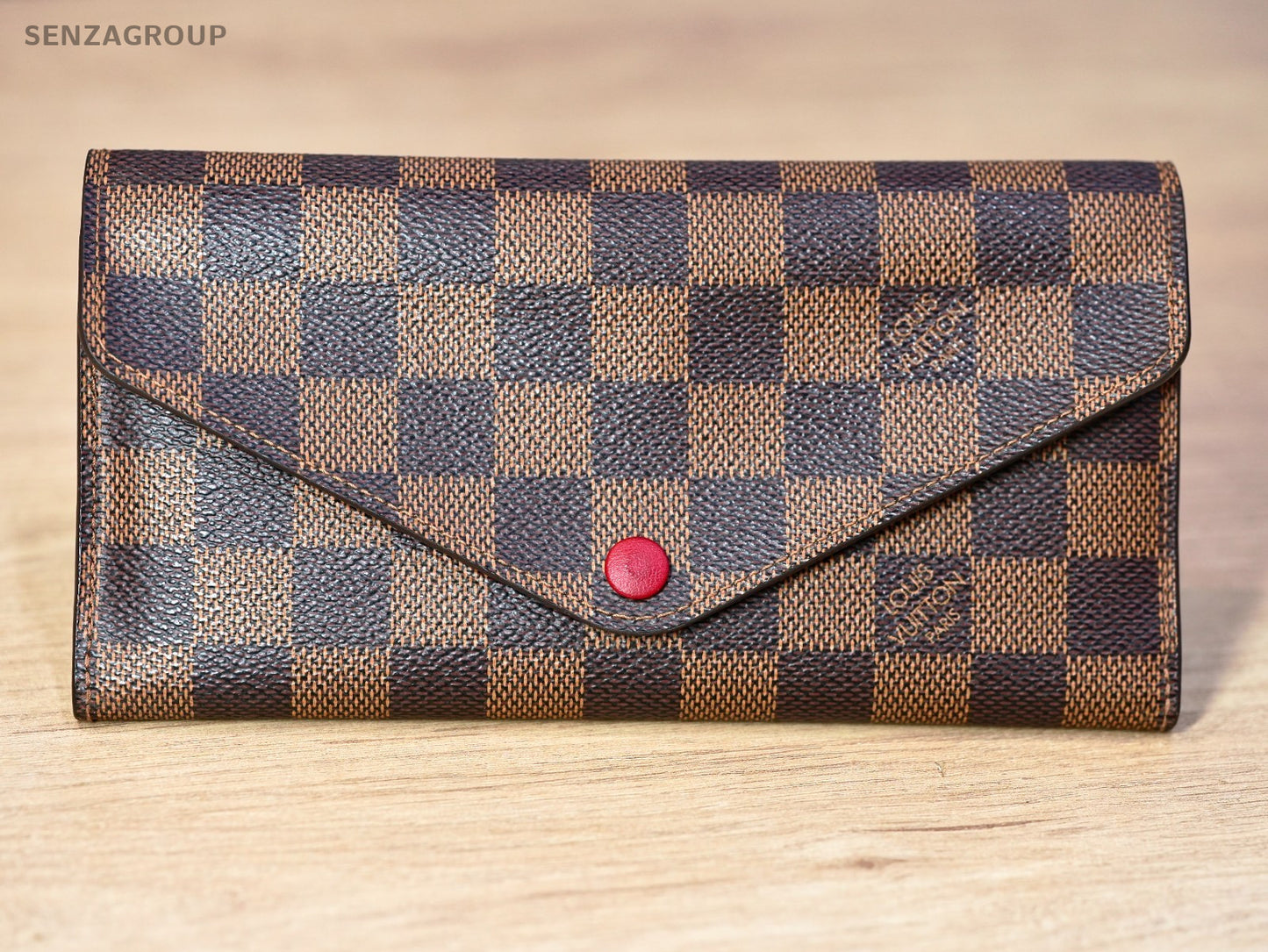 Louis Vuitton Damier Portefeuille Wallet  Brown Red Interior