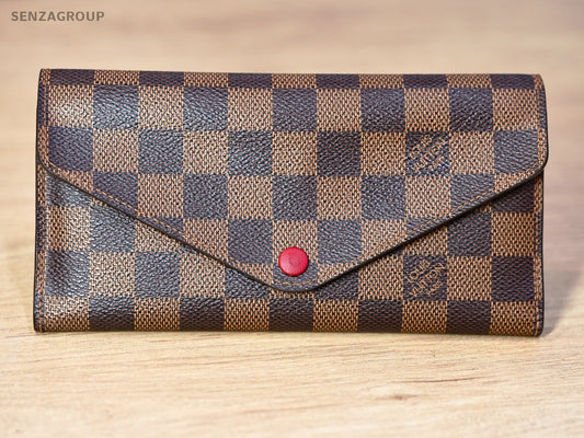 Louis Vuitton Damier Portefeuille Wallet  Brown Red Interior