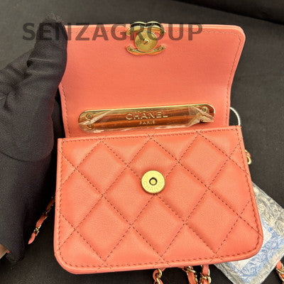 Chanel Pink Quilted Mini Flap Bag with Gold Hardware, Shoulder & Crossbody