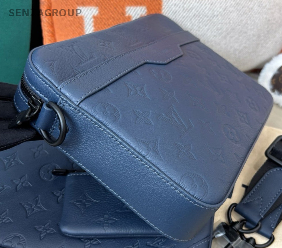 Louis Vuitton Trio Monogram Shoulder Bag Blue Black Unisex Adults Classic