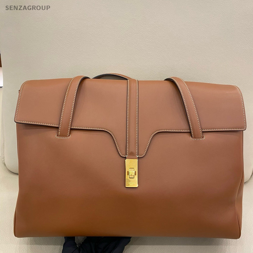 Celine Soft GM Shoulder Bag Brown Gold Unisex Adults Classic Designer