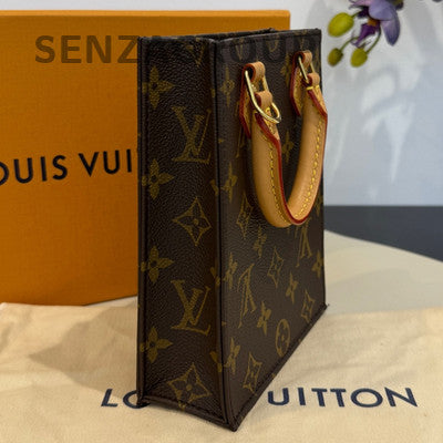 Louis Vuitton Petit Sac Plat Mini Tote Bag Monogram Crossbody for Women
