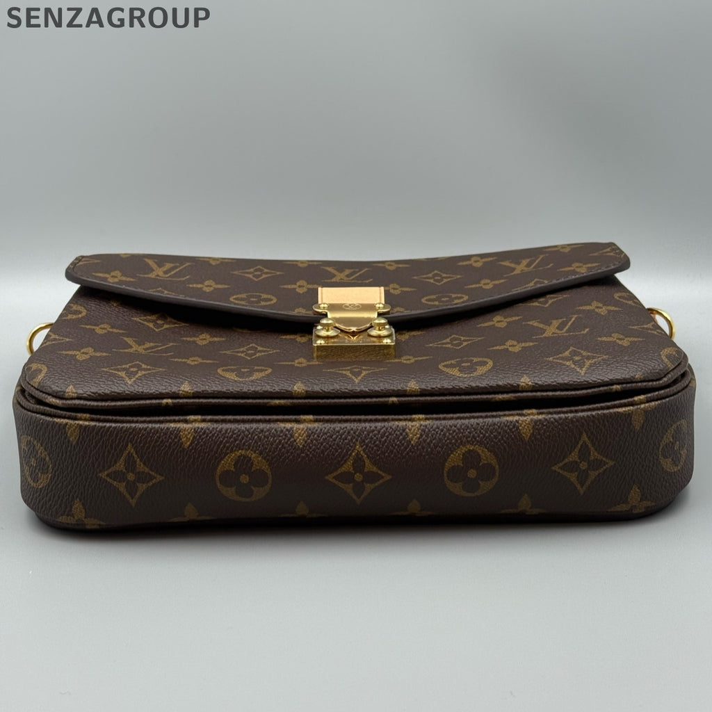 Louis Vuitton Monogram Canvas Pochette Metis Crossbody Bag Brown Gold