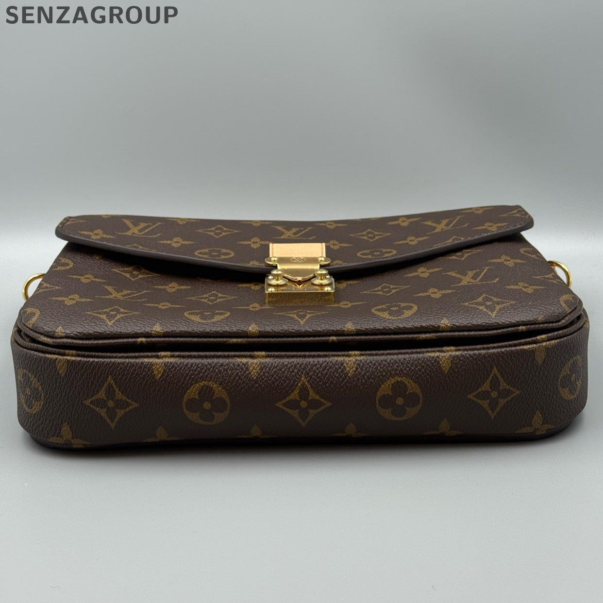 Louis Vuitton Monogram Canvas Pochette Metis Crossbody Bag Brown Gold