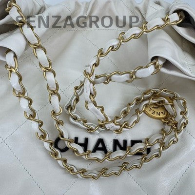 Chanel 22 Bag Small White Quilted Calfskin Chain Shoulder Bag