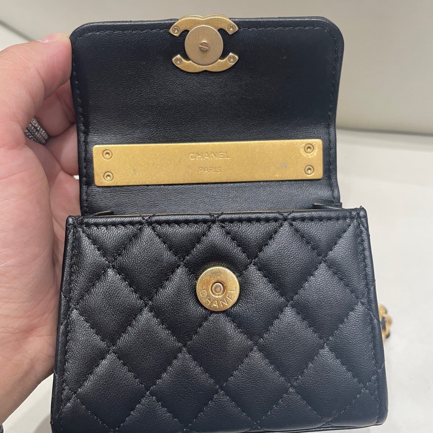 Chanel Coco Mini Black Gold Quilted Chain Shoulder Bag - Women's Fashion